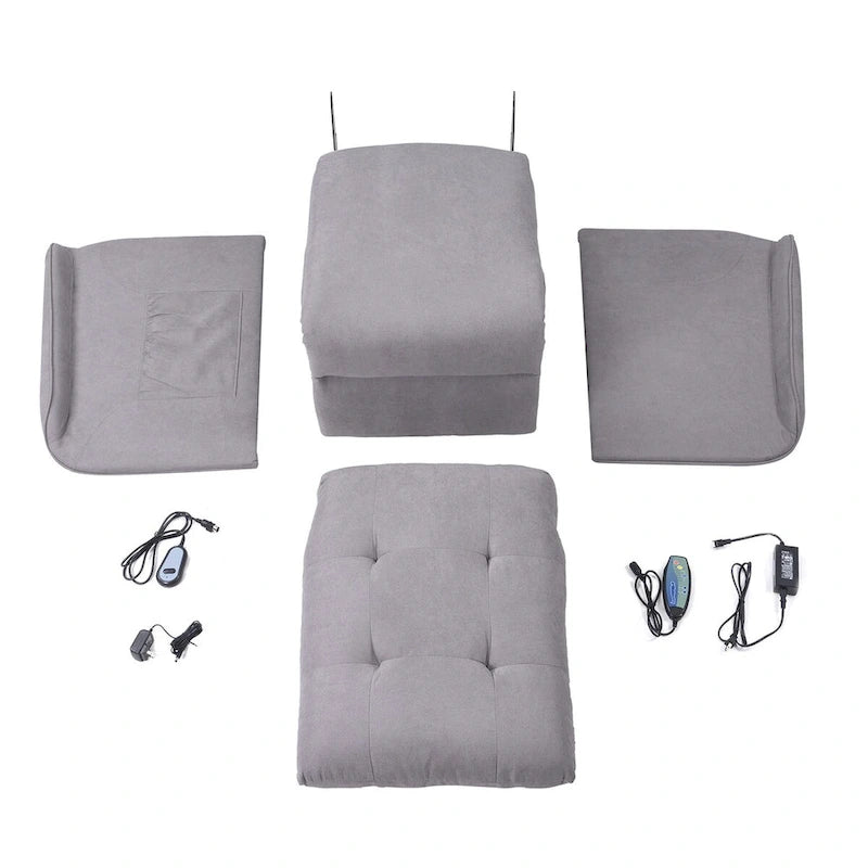 Fauteuil inclinable releveur électrique gris clair/gris foncé avec massage et télécommande – 1 place