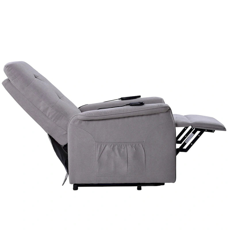 Fauteuil inclinable releveur électrique gris clair/gris foncé avec massage et télécommande – 1 place