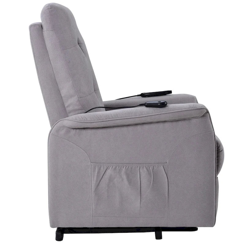 Fauteuil inclinable releveur électrique gris clair/gris foncé avec massage et télécommande – 1 place