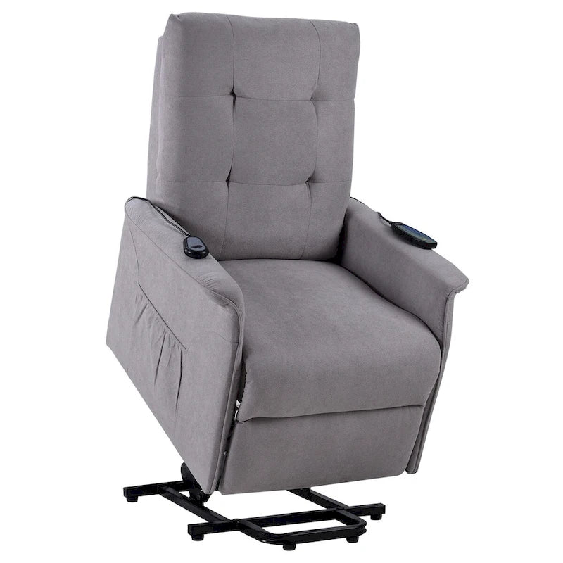 Fauteuil inclinable releveur électrique gris clair/gris foncé avec massage et télécommande – 1 place