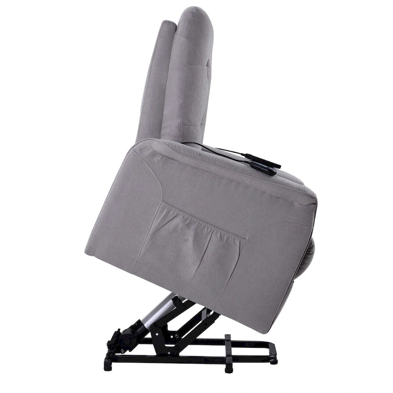 Fauteuil inclinable releveur électrique gris clair/gris foncé avec massage et télécommande – 1 place