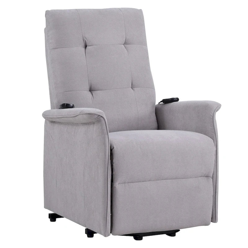 Fauteuil inclinable releveur électrique gris clair/gris foncé avec massage et télécommande – 1 place