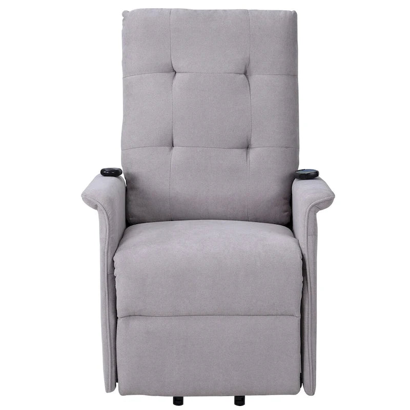 Fauteuil inclinable releveur électrique gris clair/gris foncé avec massage et télécommande – 1 place