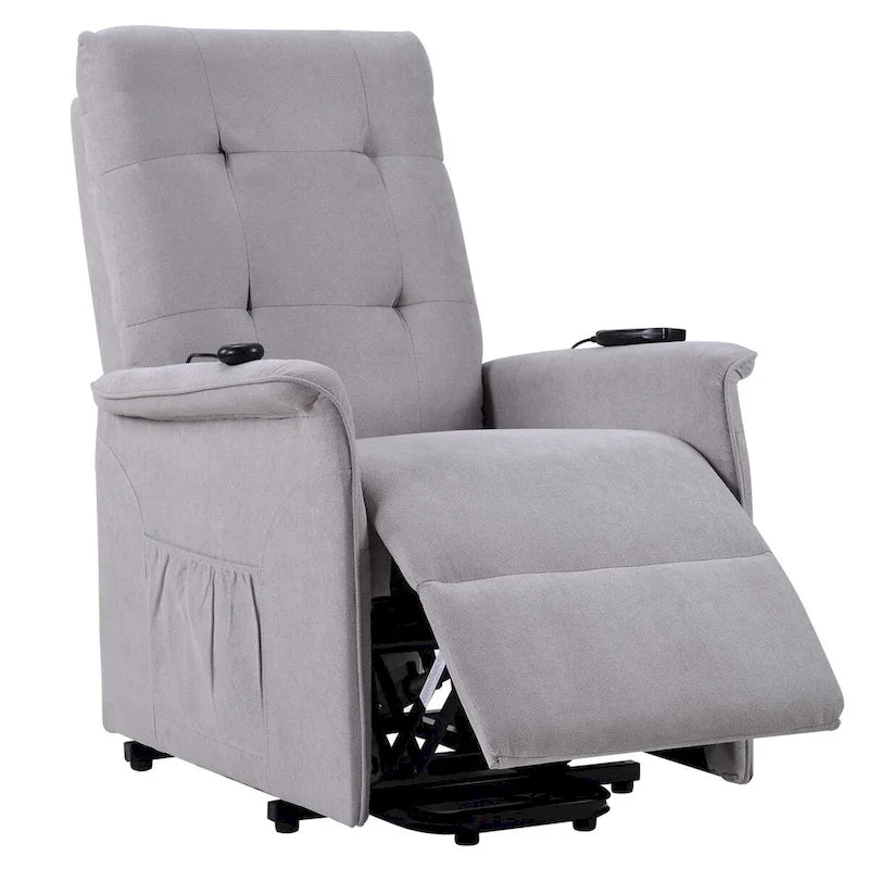 Fauteuil inclinable releveur électrique gris clair/gris foncé avec massage et télécommande – 1 place