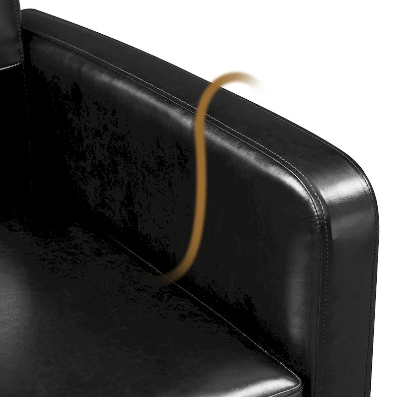Fauteuil d'appoint 1 place mi-siècle rétro marron / noir / beige en similicuir capitonné avec pieds en bois d'hévéa