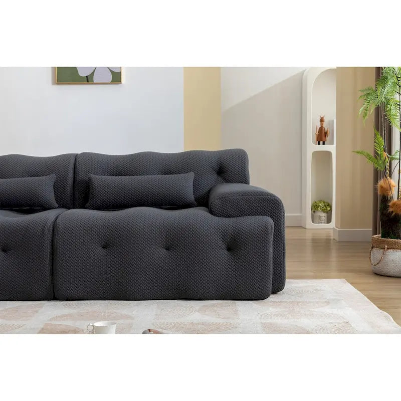 Canapé en mousse et ressorts beige/noir – 1 place