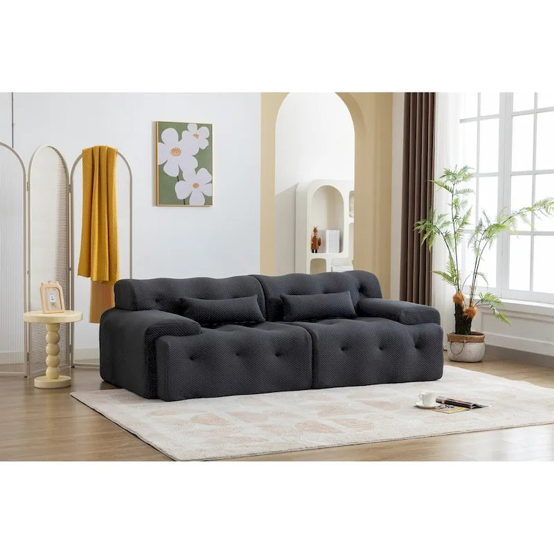 Canapé en mousse et ressorts beige/noir – 1 place