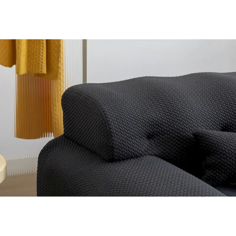 Canapé en mousse et ressorts beige/noir – 1 place