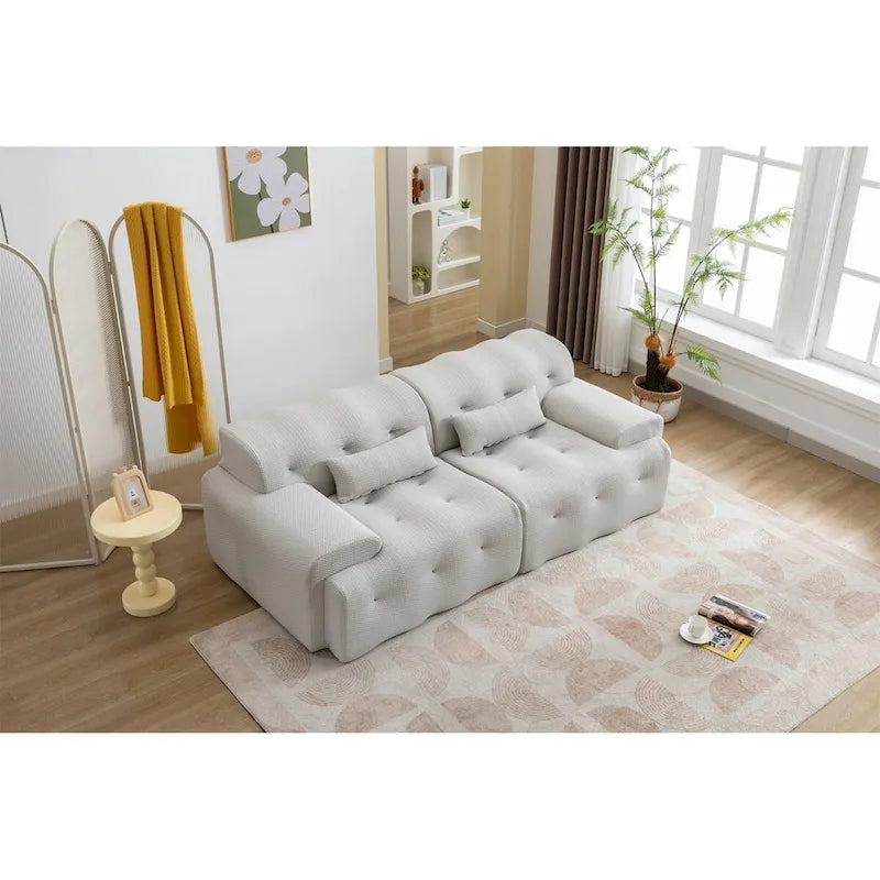 Canapé en mousse et ressorts beige/noir – 1 place