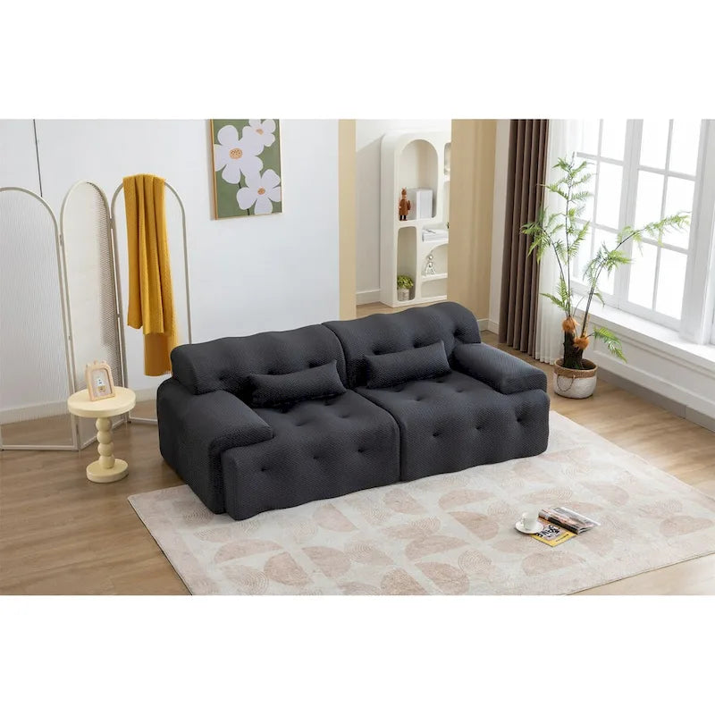 Canapé en mousse et ressorts beige/noir – 1 place