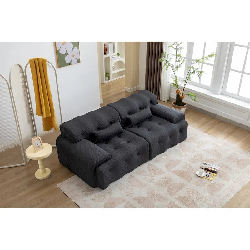 Canapé en mousse et ressorts beige/noir – 1 place