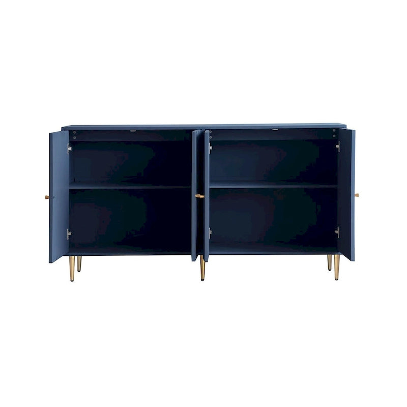 Bahut de cuisine 4 portes avec étagères réglables Noir / Bleu / Vert menthe / Gris / Noir mat – 1 pièce