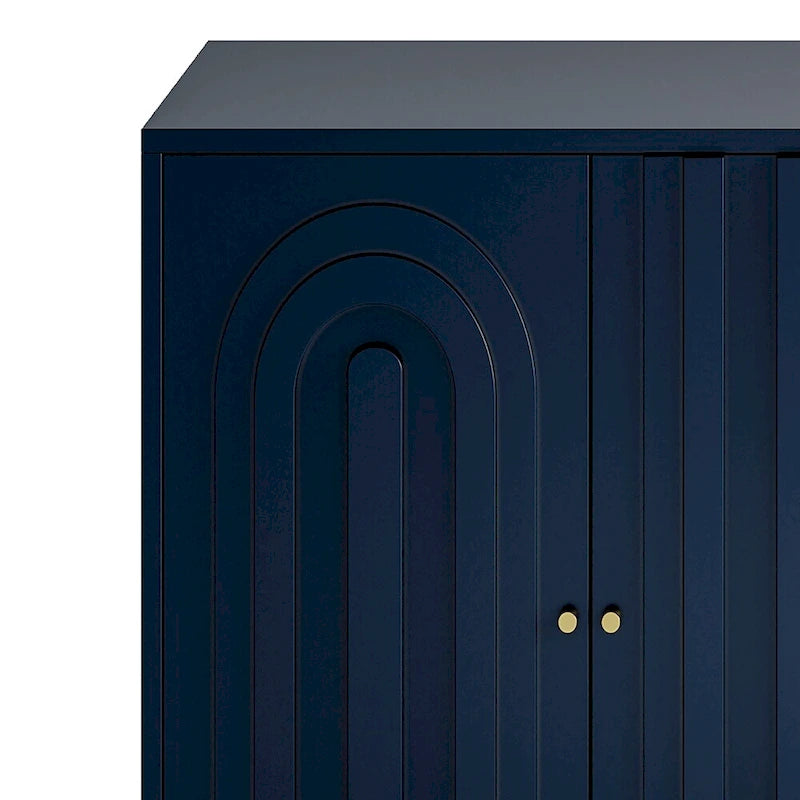 Bahut de cuisine 4 portes avec étagères réglables Noir / Bleu / Vert menthe / Gris / Noir mat – 1 pièce
