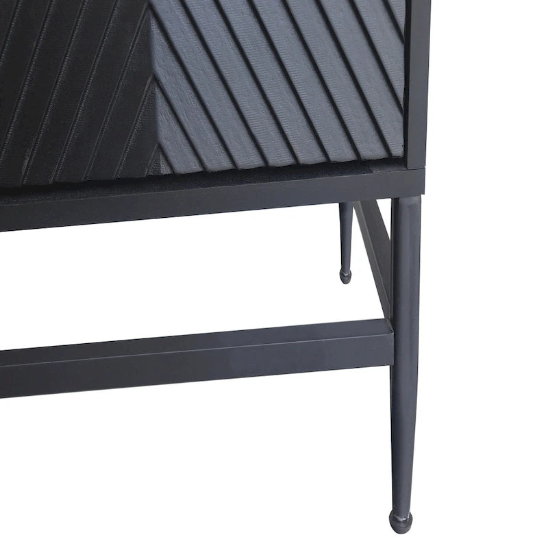 Bahut de cuisine 4 portes avec étagères réglables Noir / Bleu / Vert menthe / Gris / Noir mat – 1 pièce