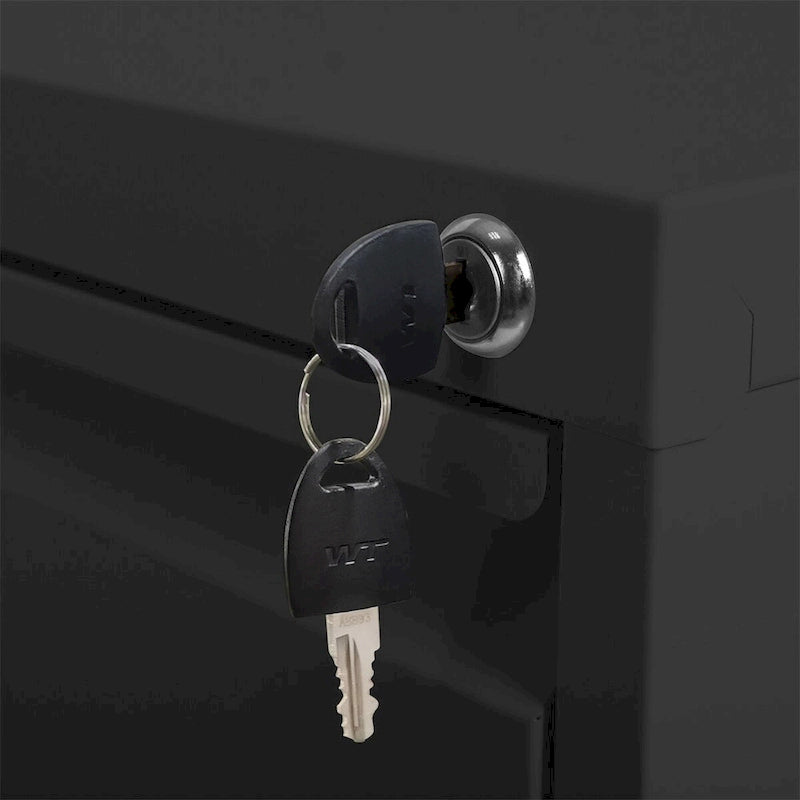 Meuble de classement vertical à 3 tiroirs en acier (blanc/noir) avec serrure, tiroirs à extension totale et conception anti-basculement
