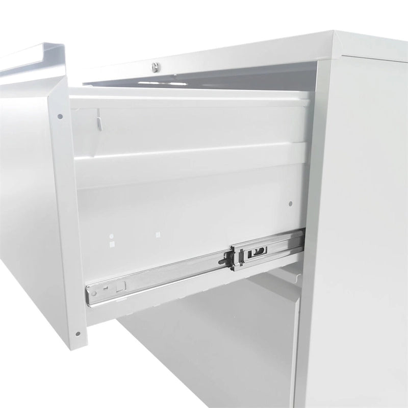Meuble de classement vertical à 3 tiroirs en acier (blanc/noir) avec serrure, tiroirs à extension totale et conception anti-basculement