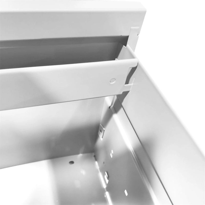 Meuble de classement vertical à 3 tiroirs en acier (blanc/noir) avec serrure, tiroirs à extension totale et conception anti-basculement