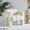 Fauteuil d'appoint 1 place en bouclette beige/vert avec structure en bois massif