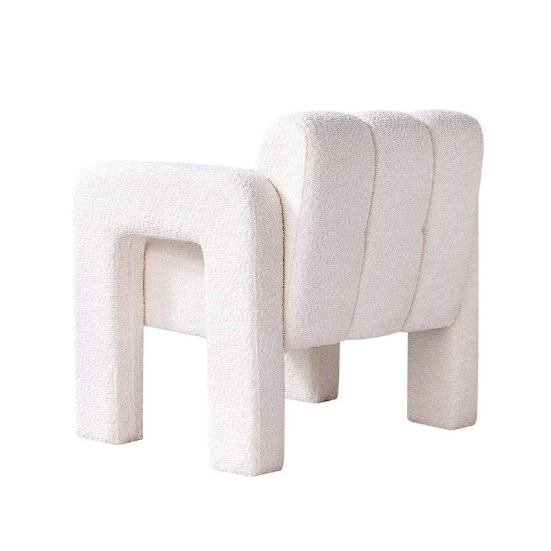 Fauteuil d'appoint 1 place en bouclette beige/vert avec structure en bois massif