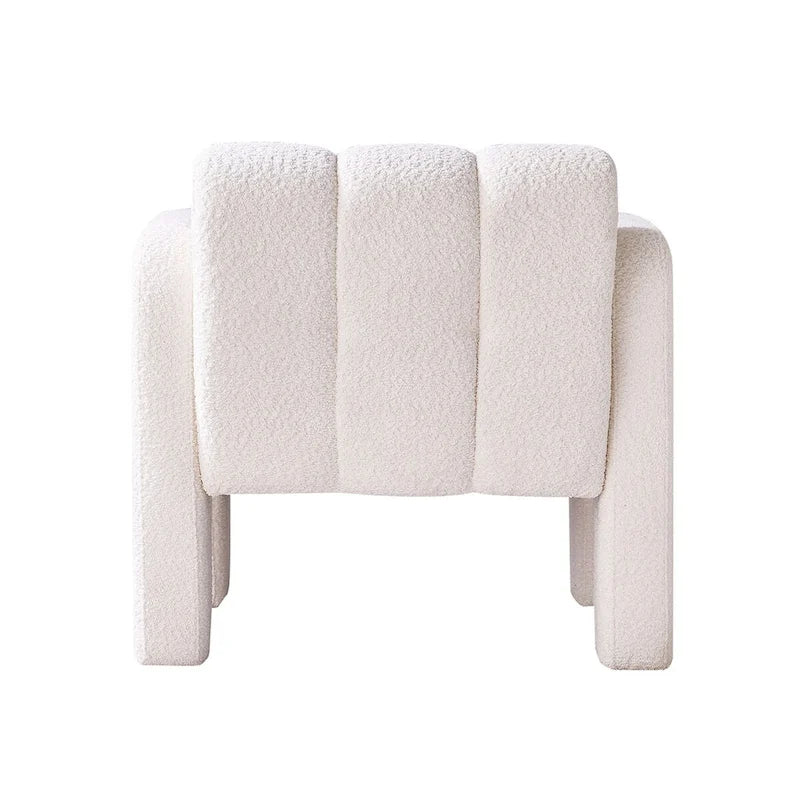 Fauteuil d'appoint 1 place en bouclette beige/vert avec structure en bois massif