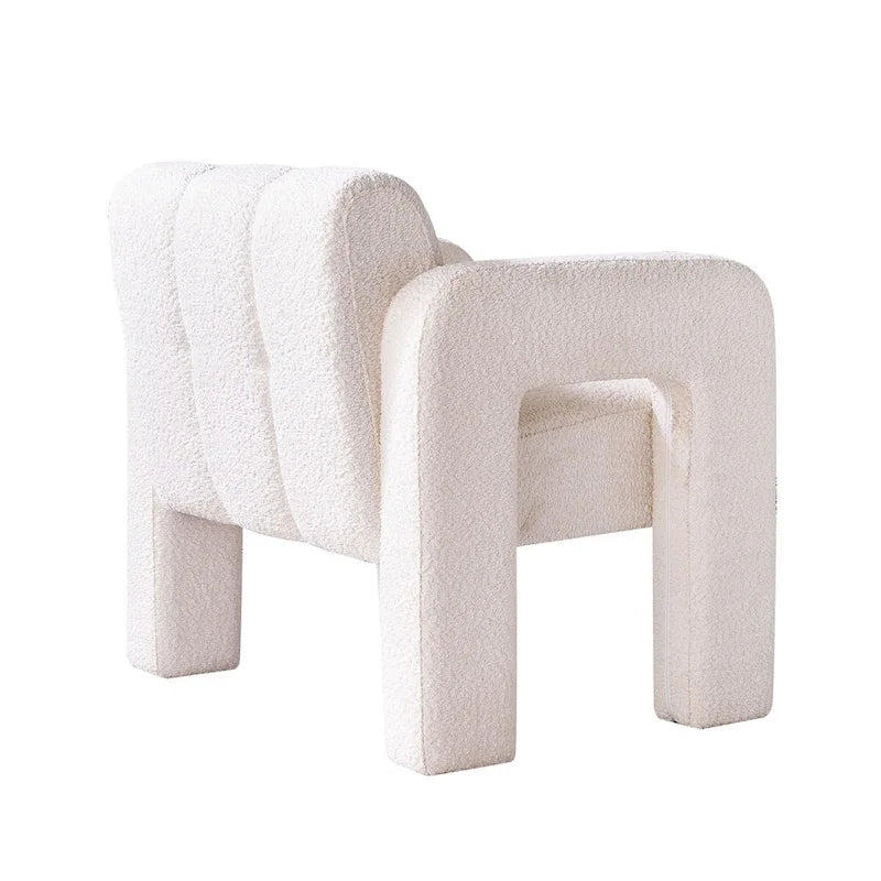 Fauteuil d'appoint 1 place en bouclette beige/vert avec structure en bois massif
