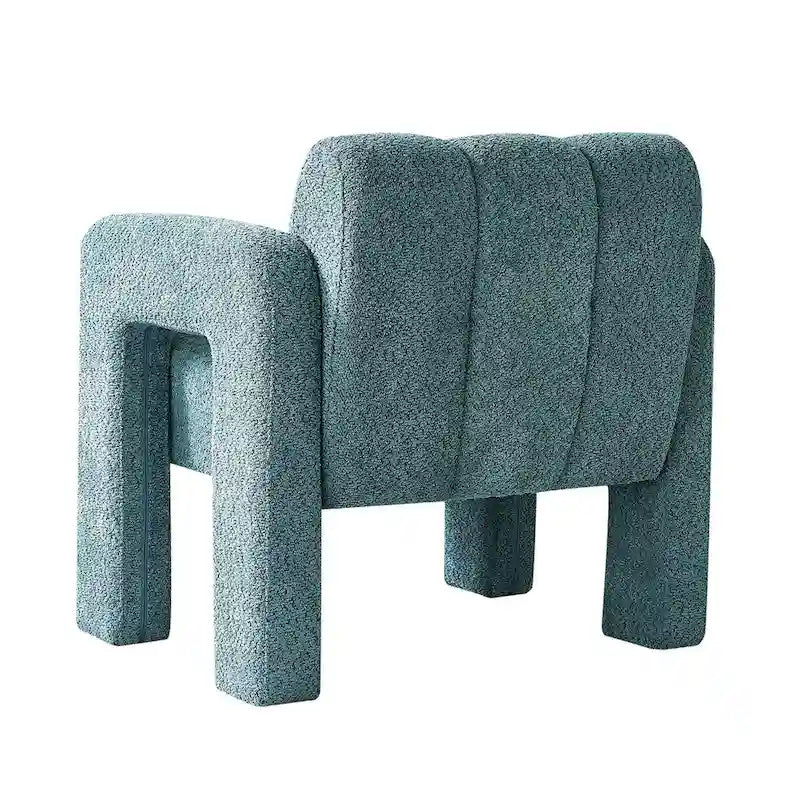 Fauteuil d'appoint 1 place en bouclette beige/vert avec structure en bois massif