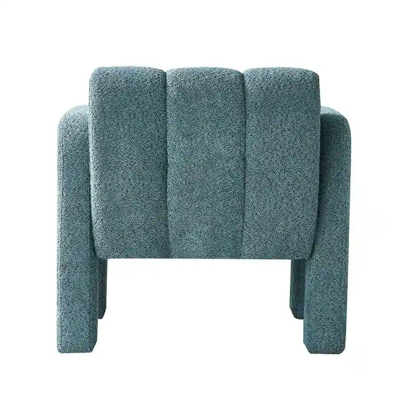 Fauteuil d'appoint 1 place en bouclette beige/vert avec structure en bois massif