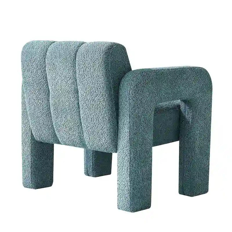 Fauteuil d'appoint 1 place en bouclette beige/vert avec structure en bois massif