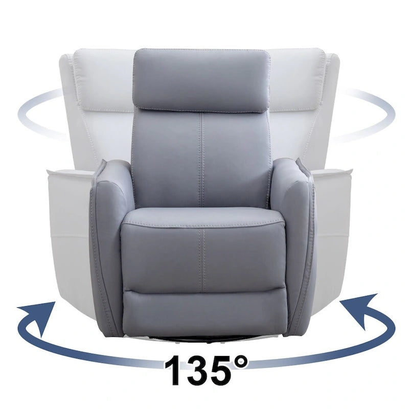 Fauteuil inclinable, pivotant et berçant électrique 1 place en similicuir gris clair / jaune / orange avec ports USB