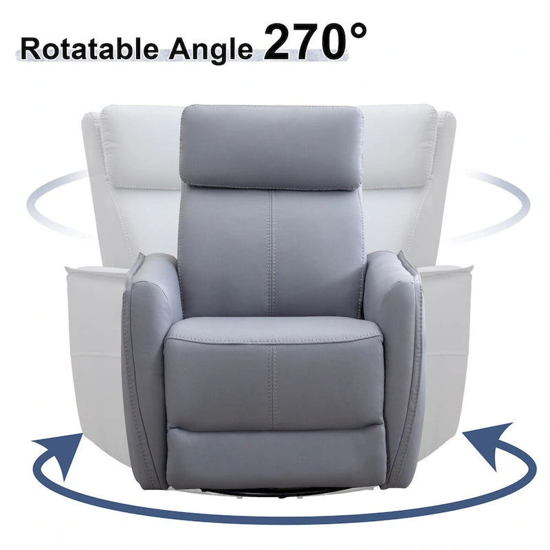 Fauteuil inclinable, pivotant et berçant électrique 1 place en similicuir gris clair / jaune / orange avec ports USB