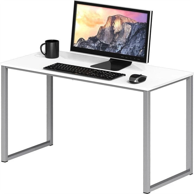 Bureau d'ordinateur 32" avec cadre en acier, blanc/noyer/érable/espresso/noir/chêne/brun rustique