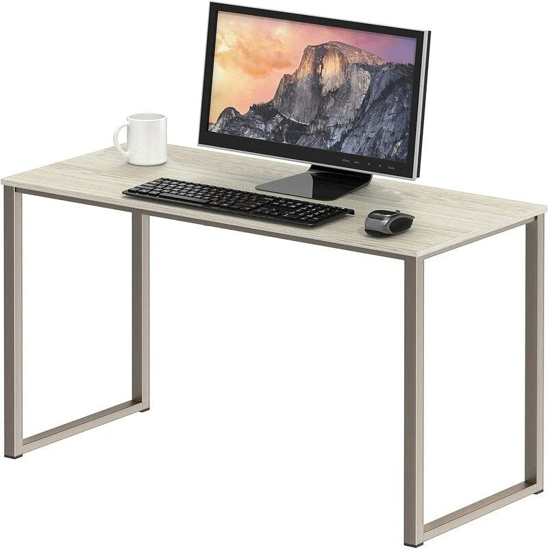 Bureau d'ordinateur 32" avec cadre en acier, blanc/noyer/érable/espresso/noir/chêne/brun rustique