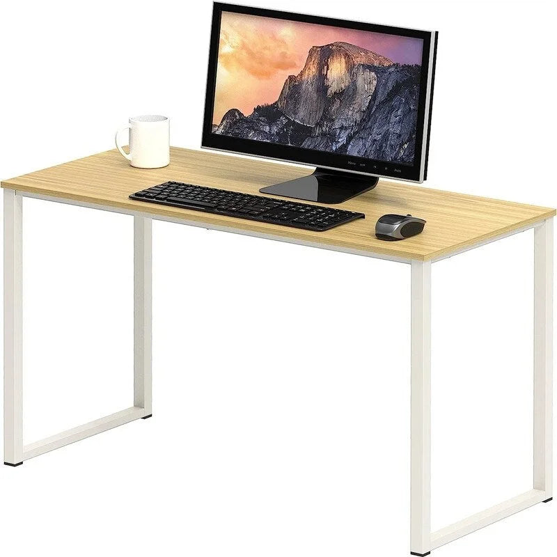 Bureau d'ordinateur 32" avec cadre en acier, blanc/noyer/érable/espresso/noir/chêne/brun rustique