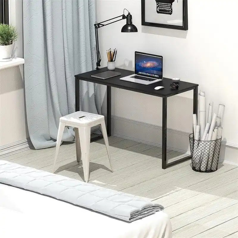 Bureau d'ordinateur 32" avec cadre en acier, blanc/noyer/érable/espresso/noir/chêne/brun rustique