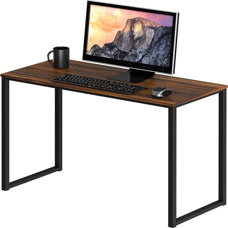 Bureau d'ordinateur 32" avec cadre en acier, blanc/noyer/érable/espresso/noir/chêne/brun rustique