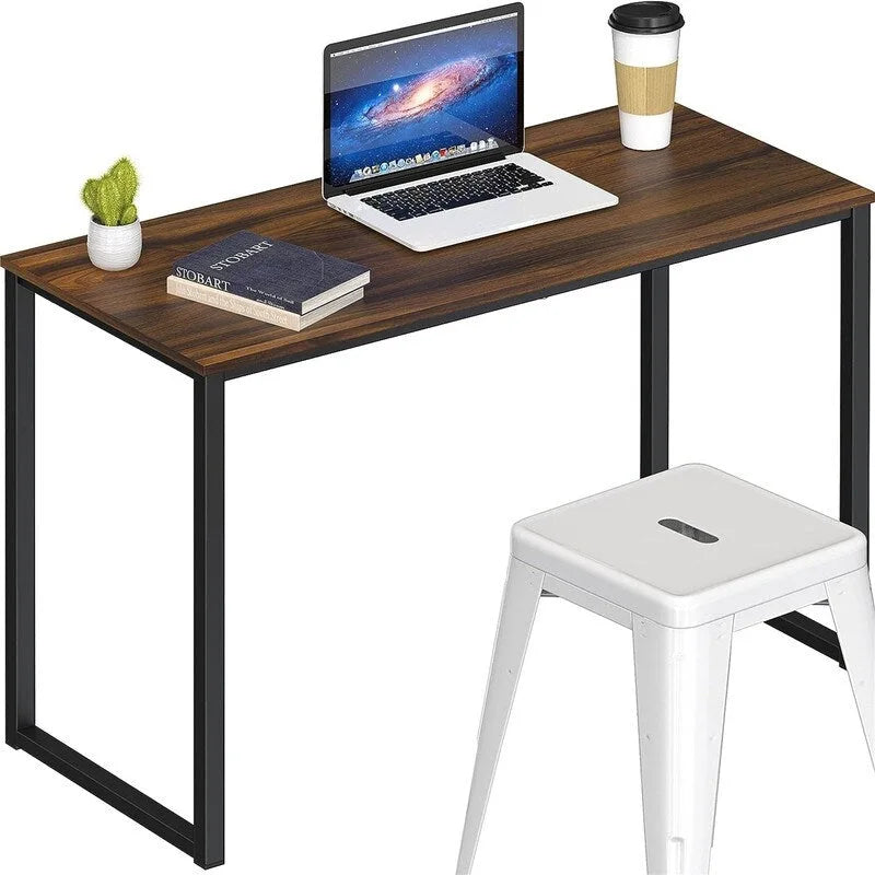Bureau d'ordinateur 32" avec cadre en acier, blanc/noyer/érable/espresso/noir/chêne/brun rustique