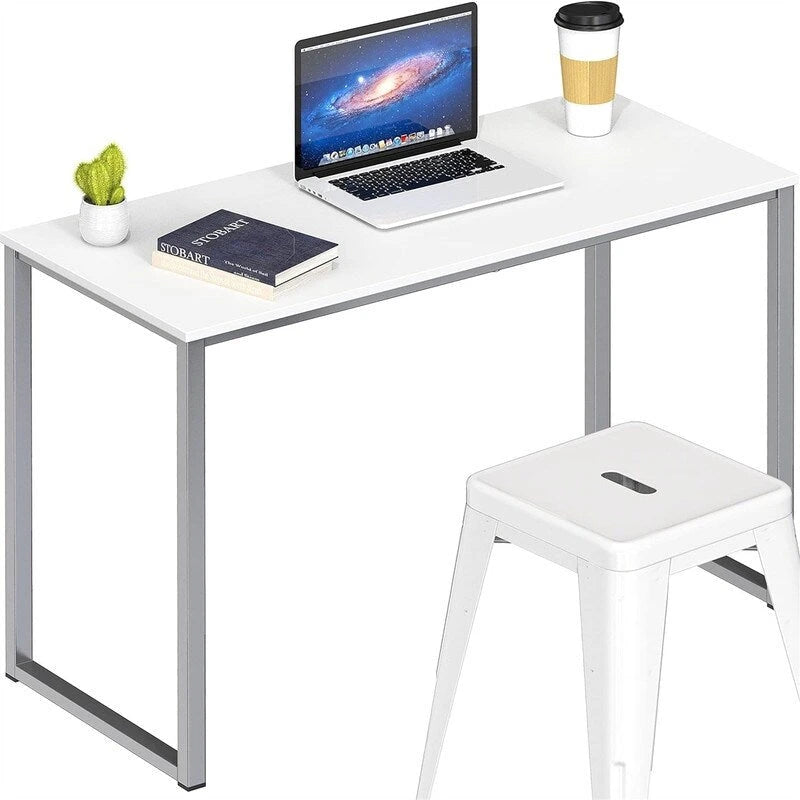 Bureau d'ordinateur 32" avec cadre en acier, blanc/noyer/érable/espresso/noir/chêne/brun rustique