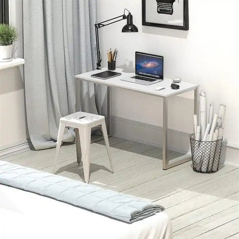 Bureau d'ordinateur 32" avec cadre en acier, blanc/noyer/érable/espresso/noir/chêne/brun rustique
