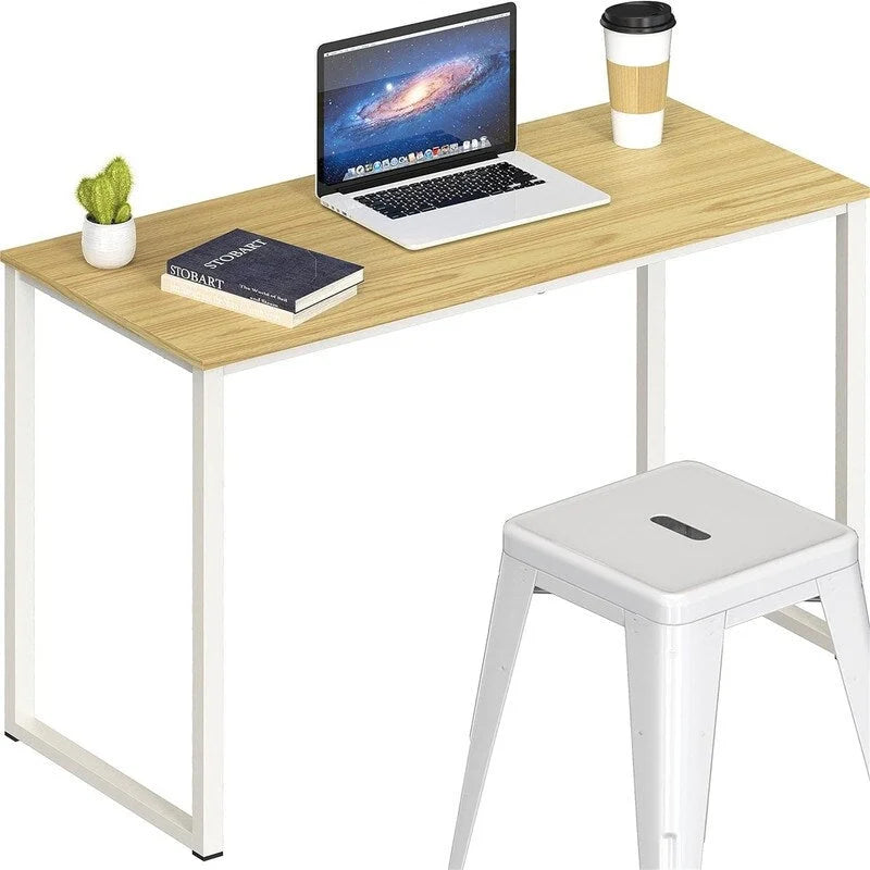 Bureau d'ordinateur 32" avec cadre en acier, blanc/noyer/érable/espresso/noir/chêne/brun rustique