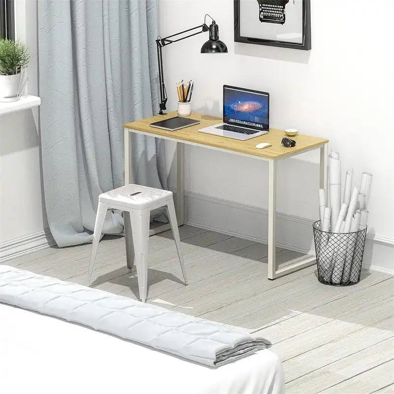 Bureau d'ordinateur 32" avec cadre en acier, blanc/noyer/érable/espresso/noir/chêne/brun rustique