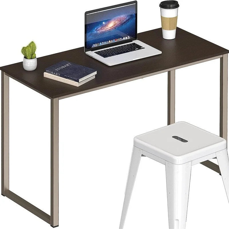 Bureau d'ordinateur 32" avec cadre en acier, blanc/noyer/érable/espresso/noir/chêne/brun rustique