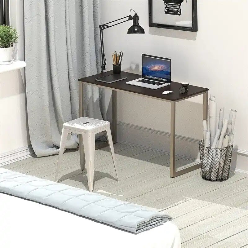 Bureau d'ordinateur 32" avec cadre en acier, blanc/noyer/érable/espresso/noir/chêne/brun rustique