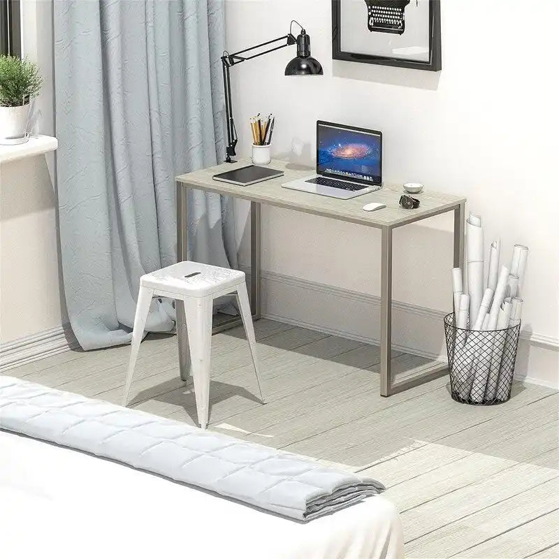 Bureau d'ordinateur 32" avec cadre en acier, blanc/noyer/érable/espresso/noir/chêne/brun rustique