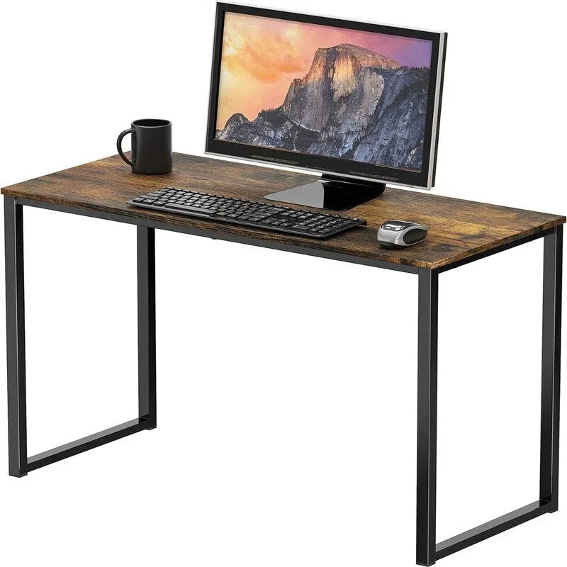 Bureau d'ordinateur 32" avec cadre en acier, blanc/noyer/érable/espresso/noir/chêne/brun rustique
