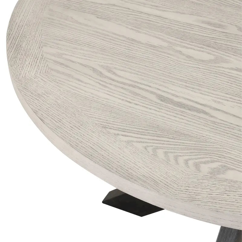 Table à manger ronde bicolore gris et noir avec piètement en pin entrecroisé – 4 places