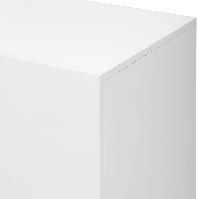 Meuble de rangement 4 portes blanc/noir/bleu marine brillant avec étagères réglables et poignées en métal – 1 pièce