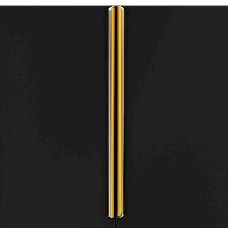 Meuble de rangement 4 portes blanc/noir/bleu marine brillant avec étagères réglables et poignées en métal – 1 pièce