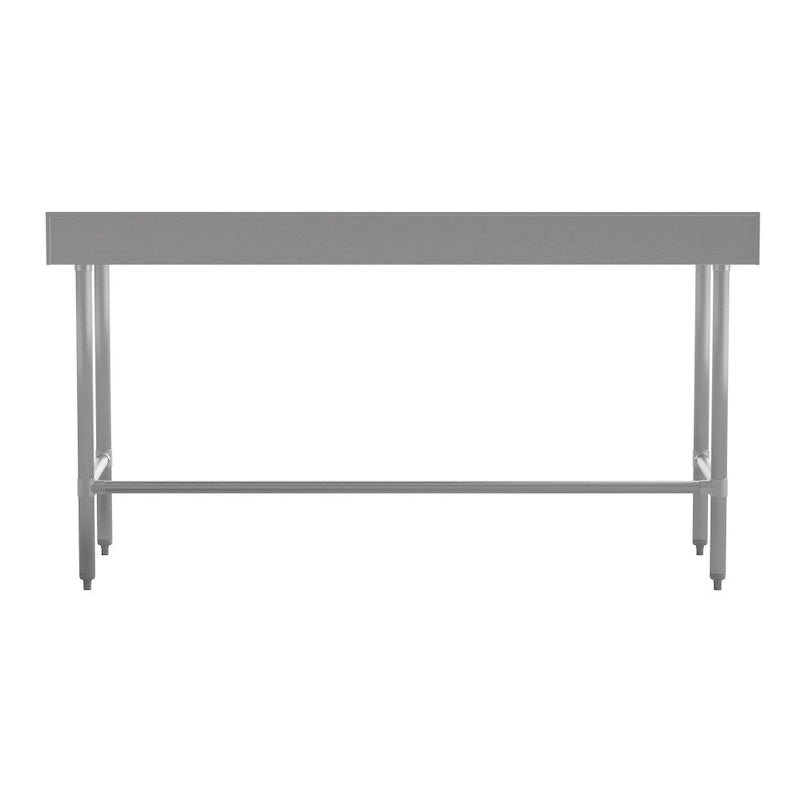 Table de préparation et de travail professionnelle en acier inoxydable Silver 430 avec dosseret et base ouverte