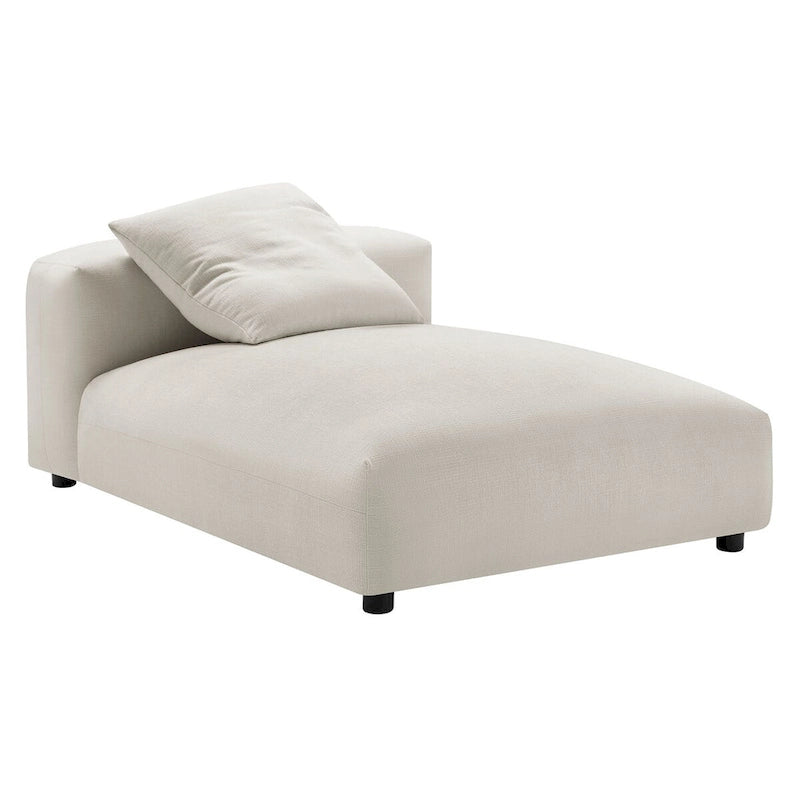 Chaise longue modulaire sans accoudoirs en tissu tissé avec coussin décoratif, 1 place, couleur charbon/lin/sel
