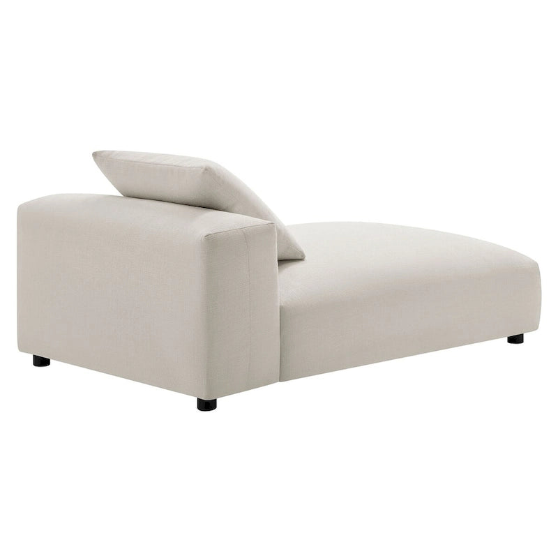 Chaise longue modulaire sans accoudoirs en tissu tissé avec coussin décoratif, 1 place, couleur charbon/lin/sel